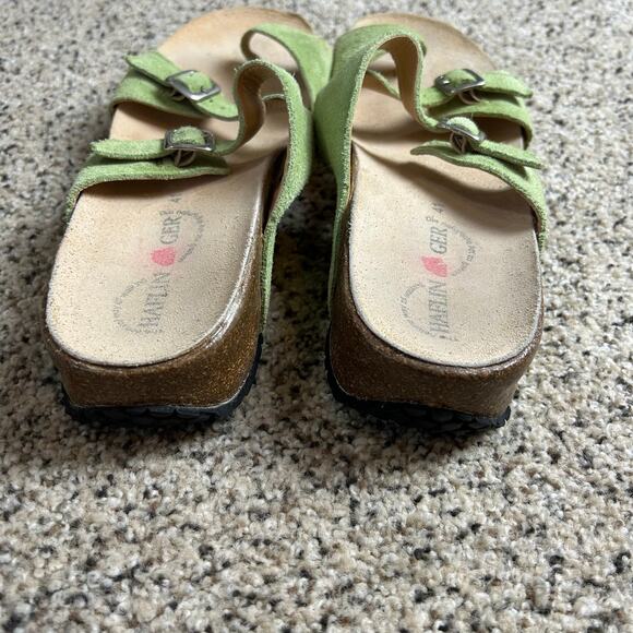 Haflinger Sandals Green Suede Buckle Toe Separator Women's Size 10 EU 41 - Picture 7 of 7